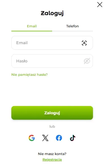 formularz logowania do Casino Verde