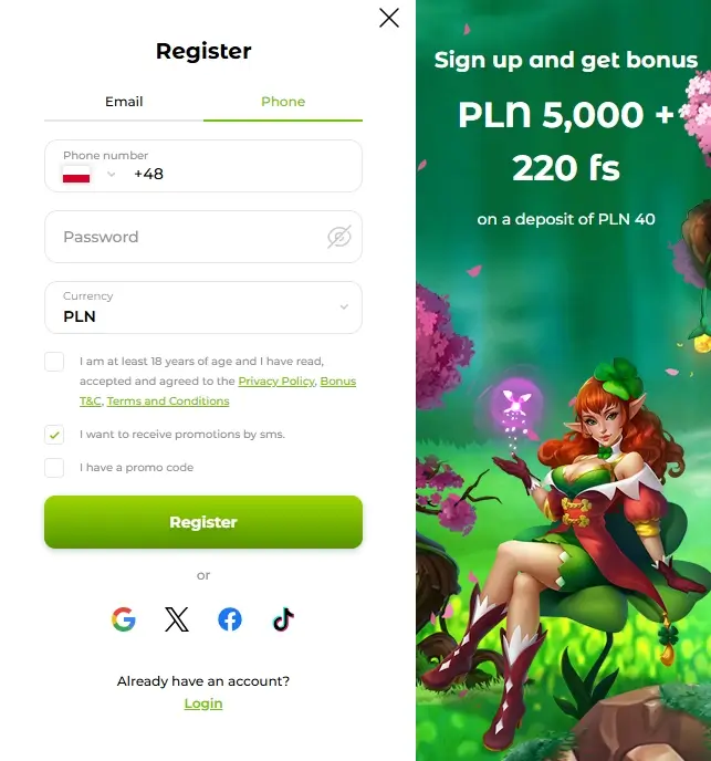 formularz rejestracyjny Casino Verde drugi krok